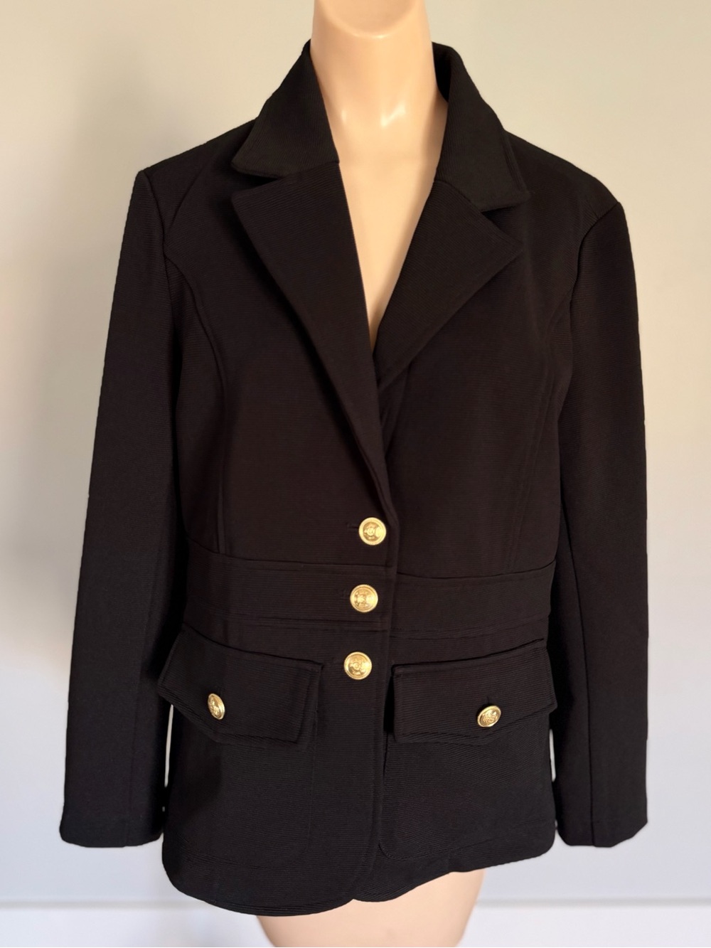 🌟 Joie Black Tailored Military Blazer Gold Accent Buttons. Medium